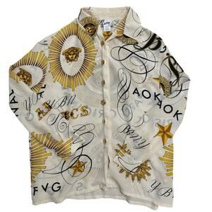 Zone Vintage Statement Button‑Up ⭐ 100% Silk Graphic Print • 80s/90s ✨ Size S